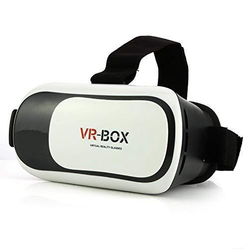 Black and white VR headset with 'VR-BOX' branding on a white background
