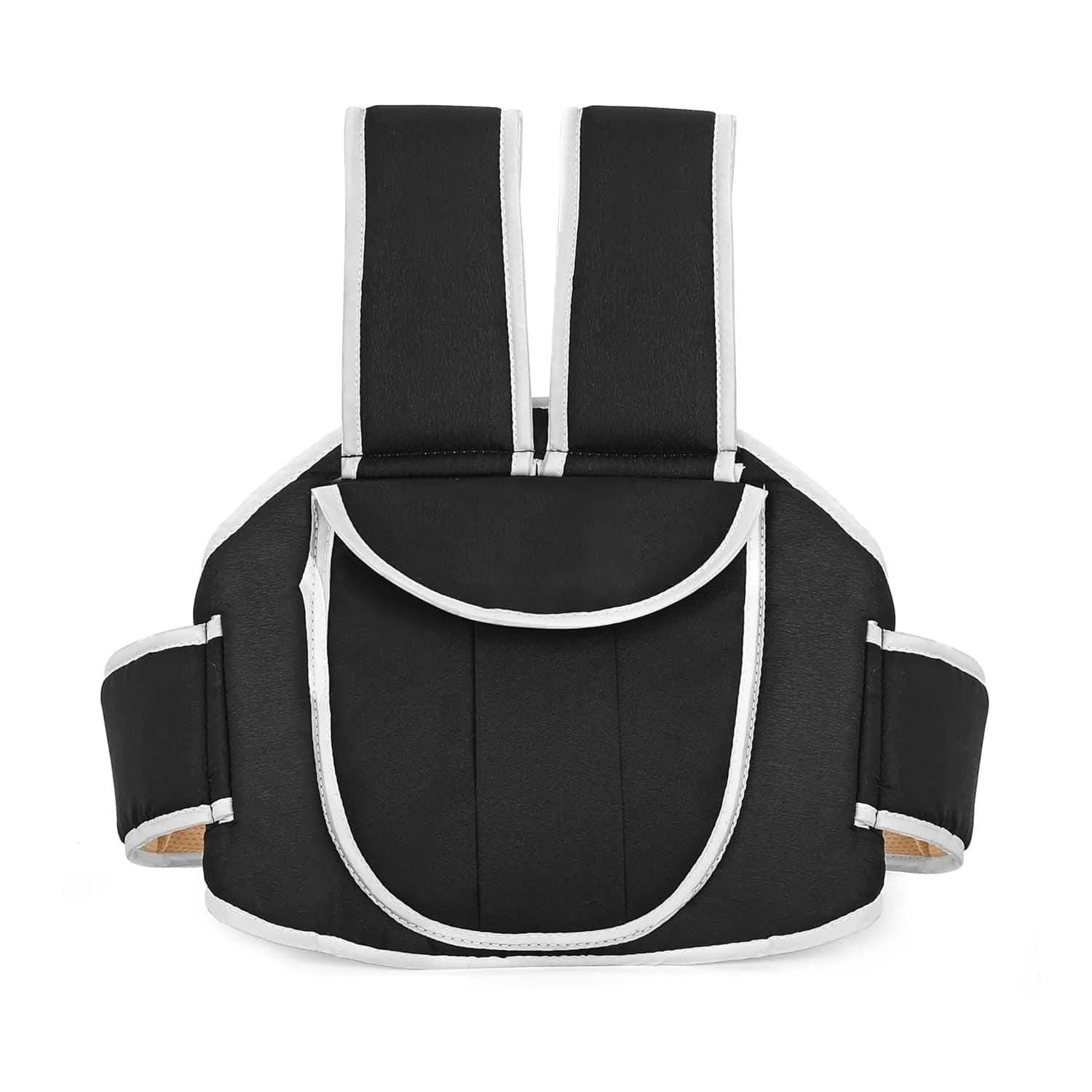 Black and white baby carrier on a white background