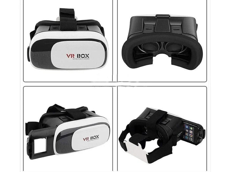 VR Box headset and controller with 'VR Box' branding on a white background